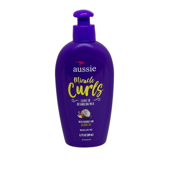 Aussie Miracle Curls Leave-In Detangling Milk 6.7 Fl Oz With Coconut Jojoba Oil - Picture 1 of 5